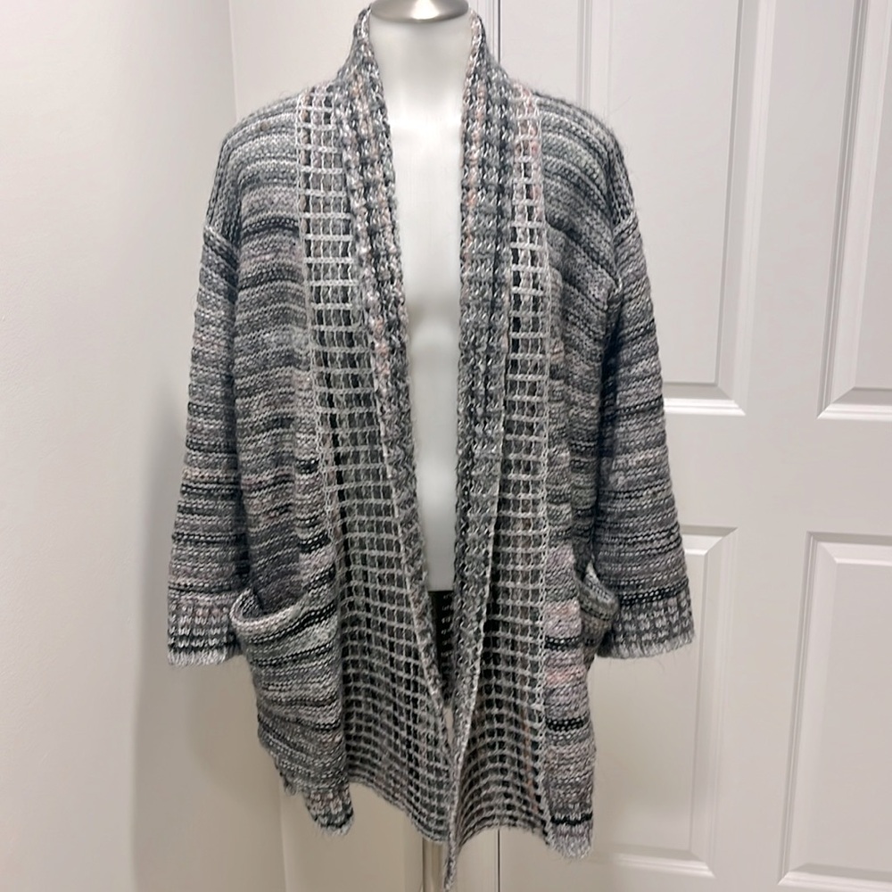 Anthropologie Akemi + Kim cardigan sweater. Knit, shades of gray- cozy! SZ XS